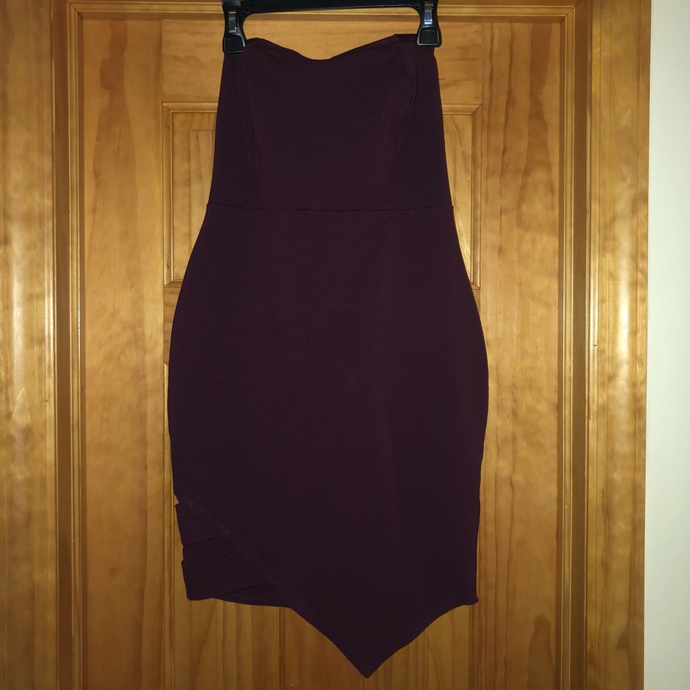 Plum Strapless Mini Dress